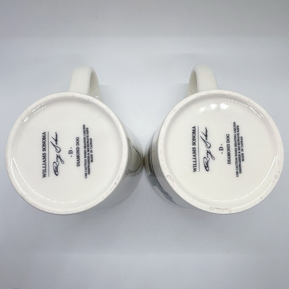 Williams Sonoma Set of 2 Rory Dobner Diamond Dog Dachshund Collectable Mugs - Picture 3 of 14